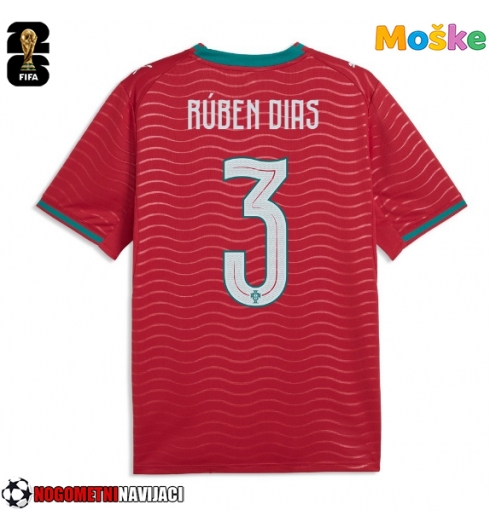 Moške Nogometnih dresov Portugalska Ruben Dias #3 Domači SP 2026 Kratki rokavi Moške Nogometnih dresov Portugalska Ruben Dias #3 Domači SP 2026 Kratki rokavi